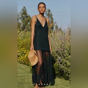 Anthropologie Linen Blend Sheer Maxi Slip Dress - NWT